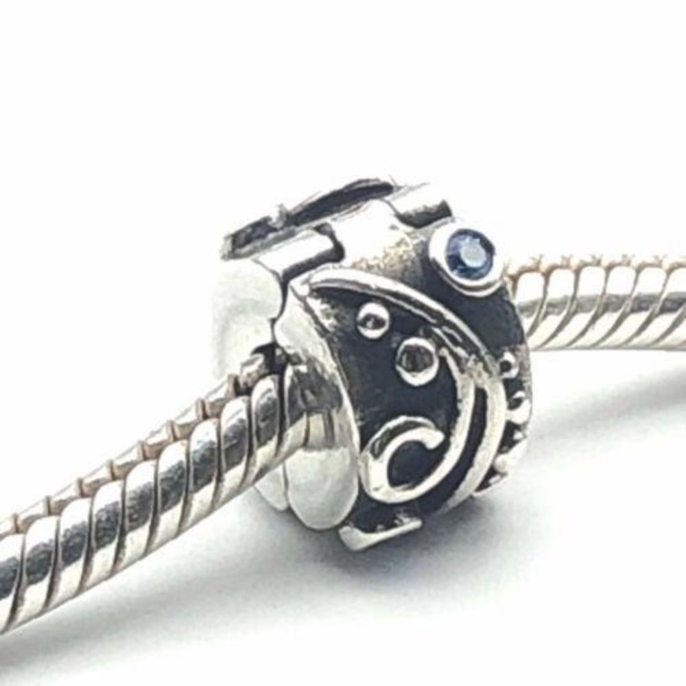PANDORA Swirl Silver & Blue CZ